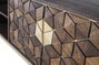 GINER Y COLOMER - Meuble TV 4 portes en bois de manguier avec structure métal, finition noyer et doré, 190x50x40 cm